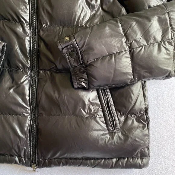 Moncler Maya Puffer Jacket Men's 5 Black Shiny Glossy Down Coat - Picture 4 of 16